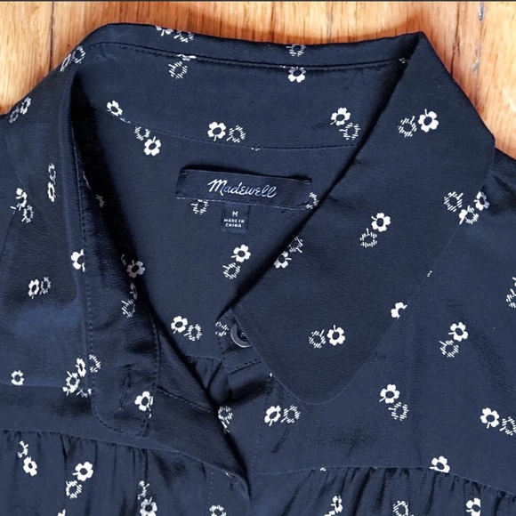 Madewell Drapey Silk Geobud Floral Button-Down Top M - Picture 4 of 6